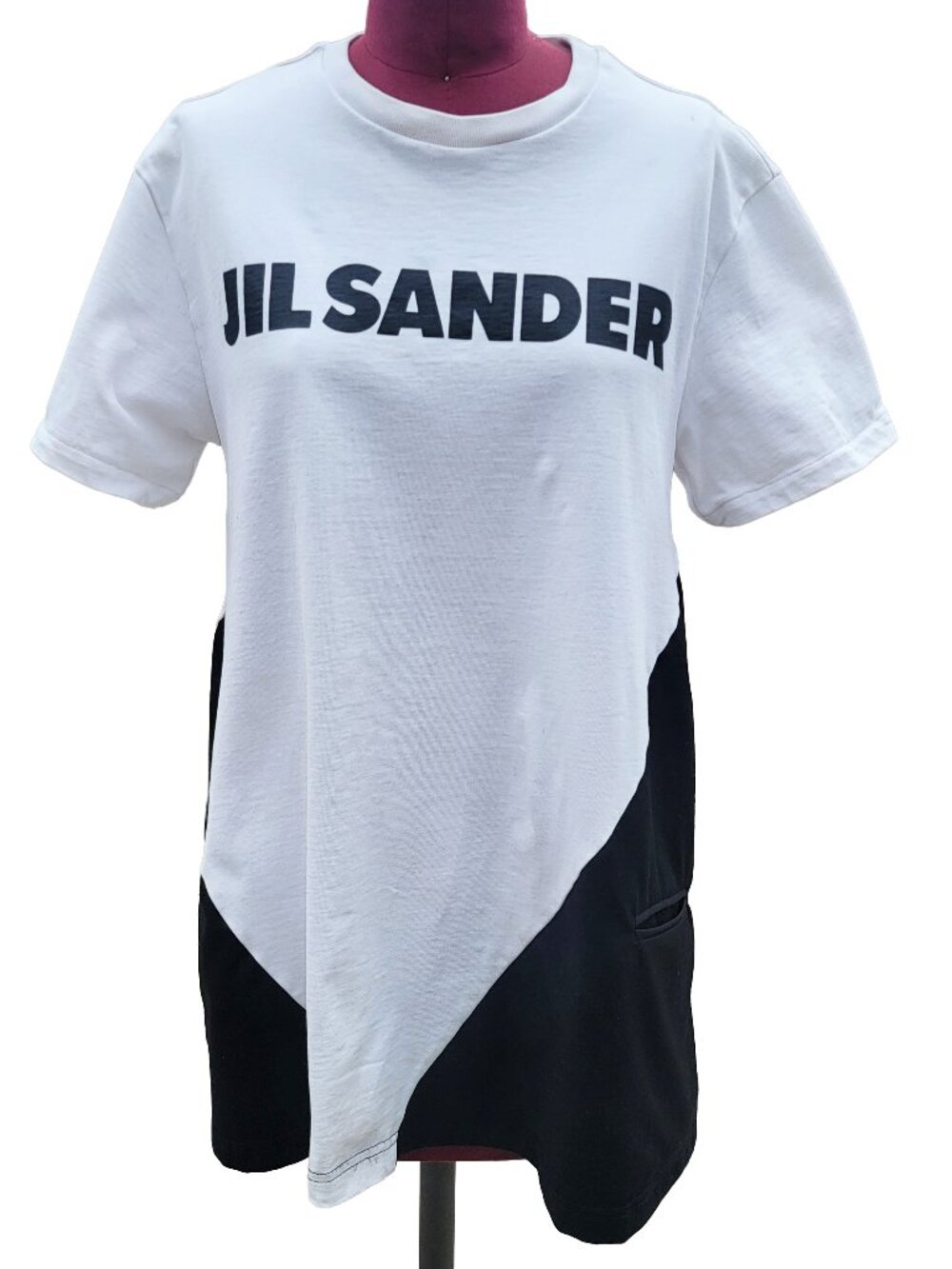 Jil Sander Trapeze Dress Colorblock T Shirt Mini Crew Neck Short Sleeve Small